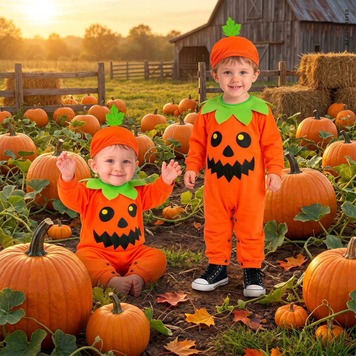 Costume Zucca Tuta e Copricapo Travestimento Halloween Carnevale Cosplay - 9335
