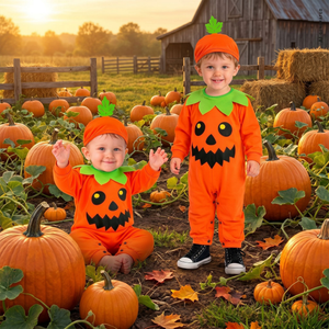 Costume Zucca Tuta e Copricapo Travestimento Halloween Carnevale Cosplay - 9335