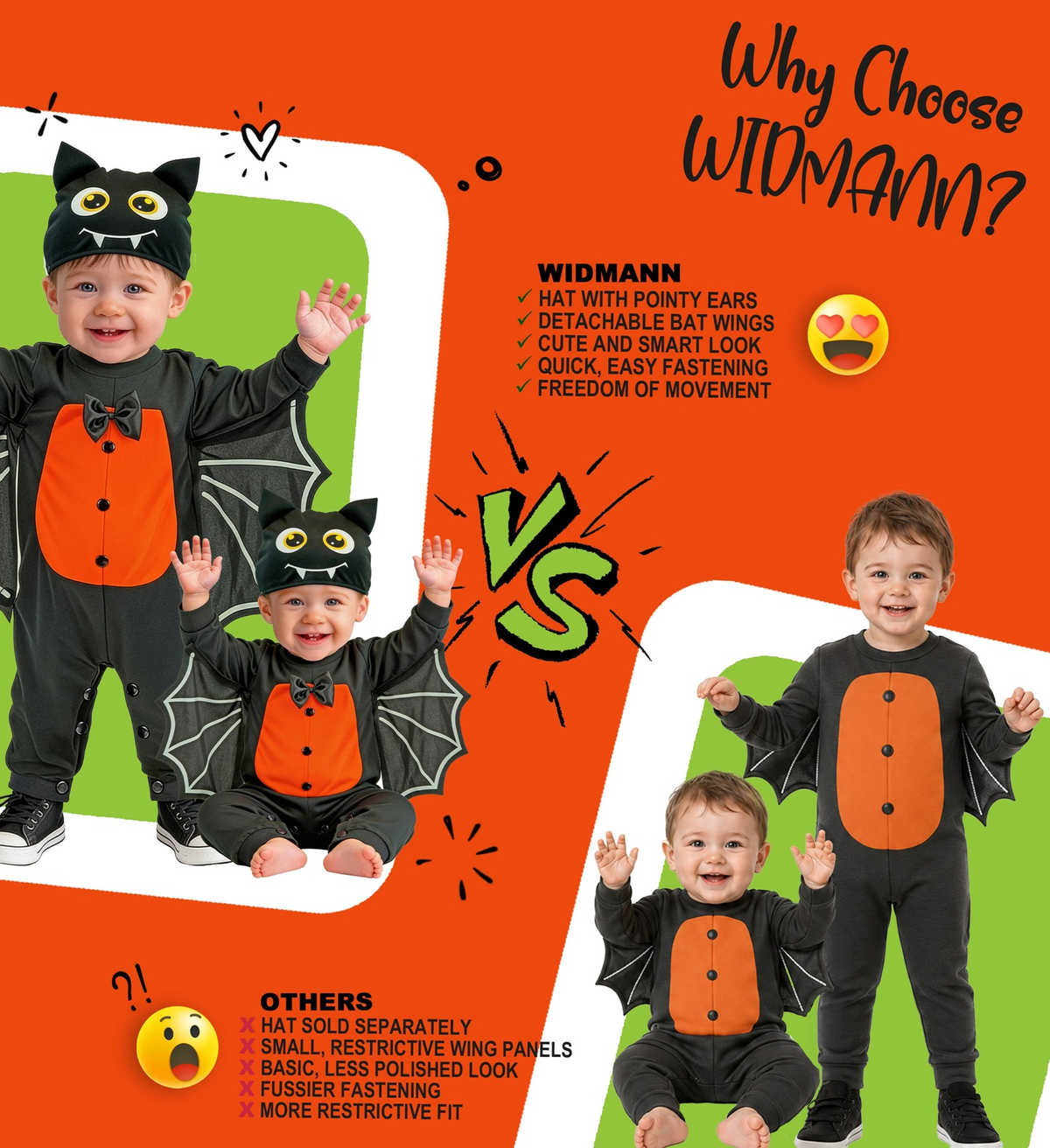 Costume Pipistrello Tuta e Copricapo Travestimento Halloween Carnevale Cosplay - 9336
