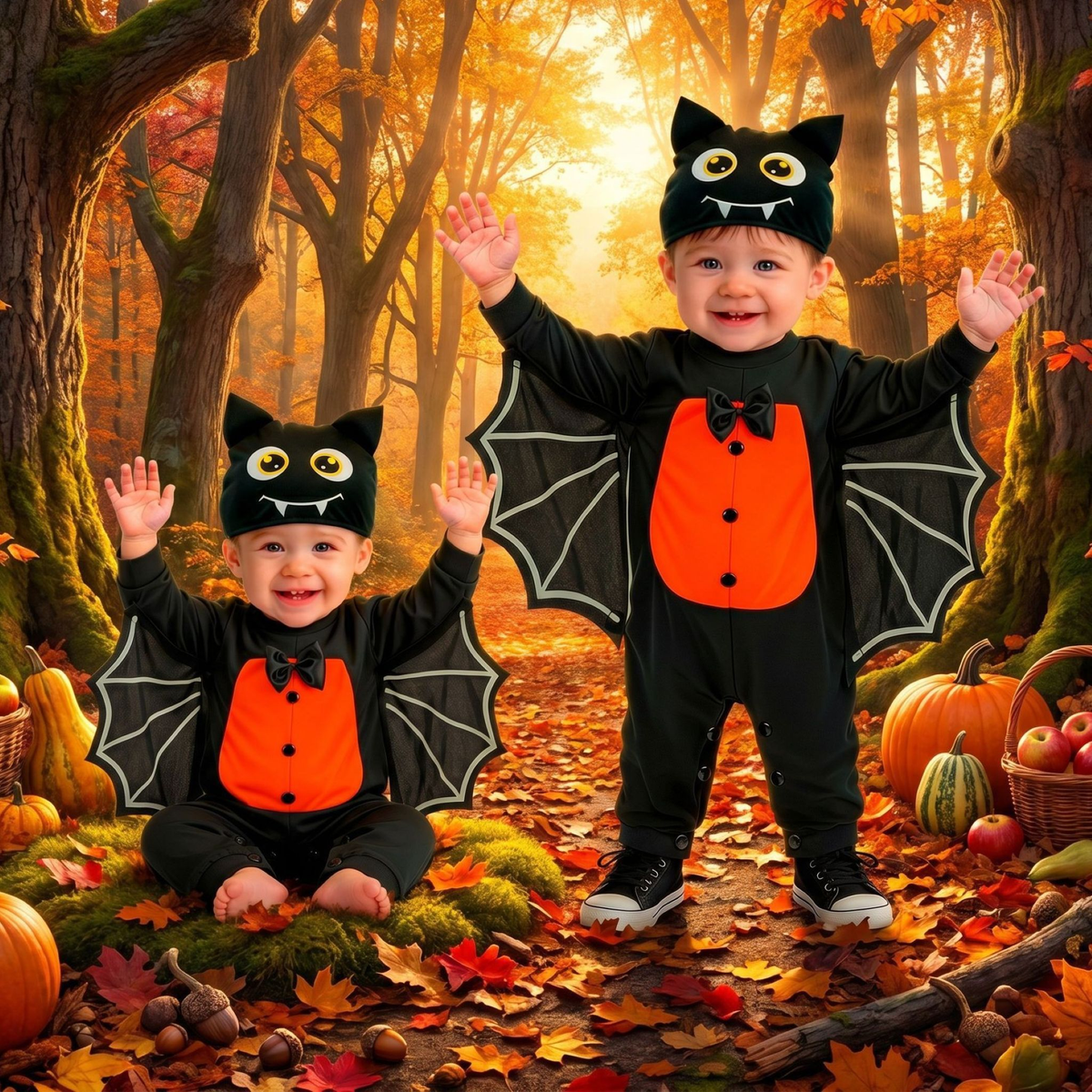 Costume Pipistrello Tuta e Copricapo Travestimento Halloween Carnevale Cosplay - 9336