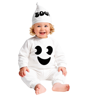 Costume Fantasma Tuta e Copricapo Travestimento Halloween Carnevale Cosplay - 9361