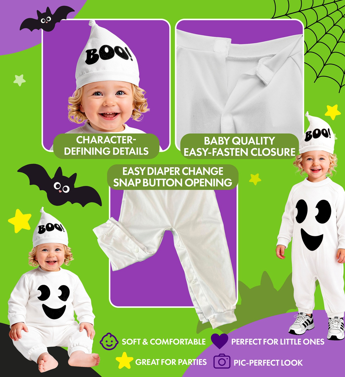 Costume Fantasma Tuta e Copricapo Travestimento Halloween Carnevale Cosplay - 9361