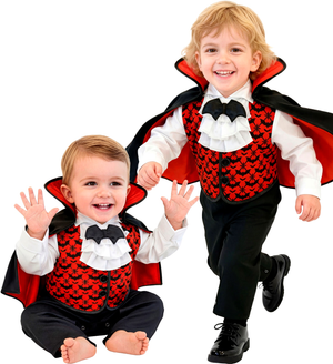 Costume Vampiro Tuta e Mantello Travestimento Halloween Carnevale Cosplay Dracula - 9725
