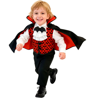 Costume Vampiro Tuta e Mantello Travestimento Halloween Carnevale Cosplay Dracula - 9725