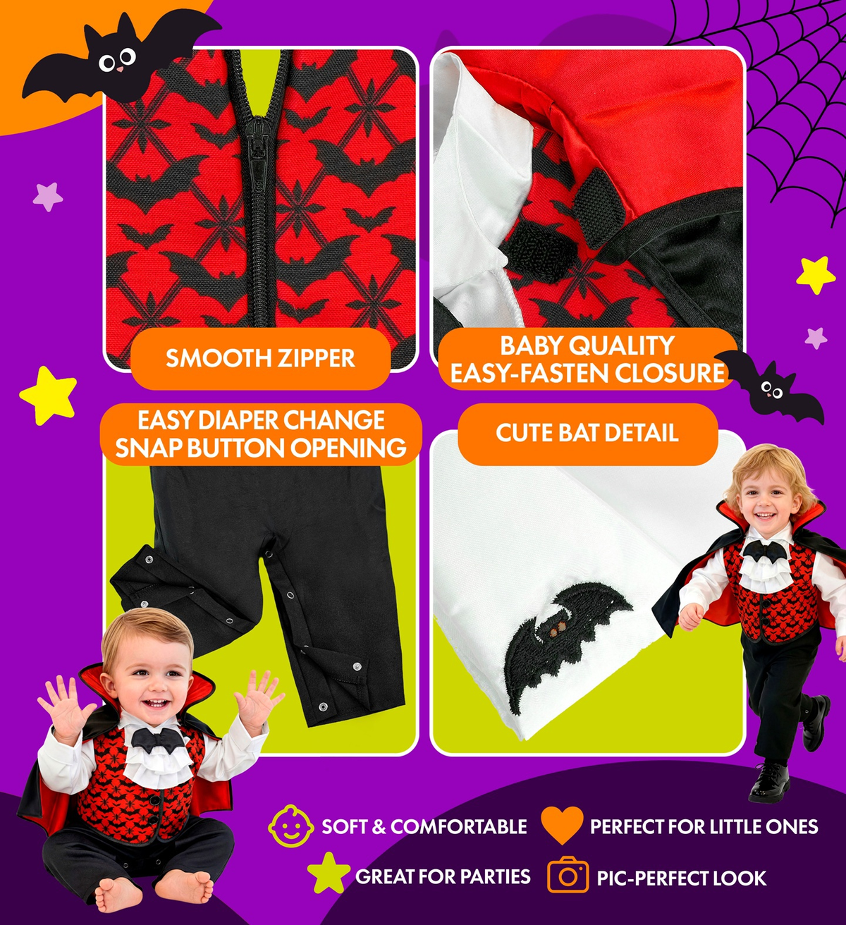 Costume Vampiro Tuta e Mantello Travestimento Halloween Carnevale Cosplay Dracula - 9725