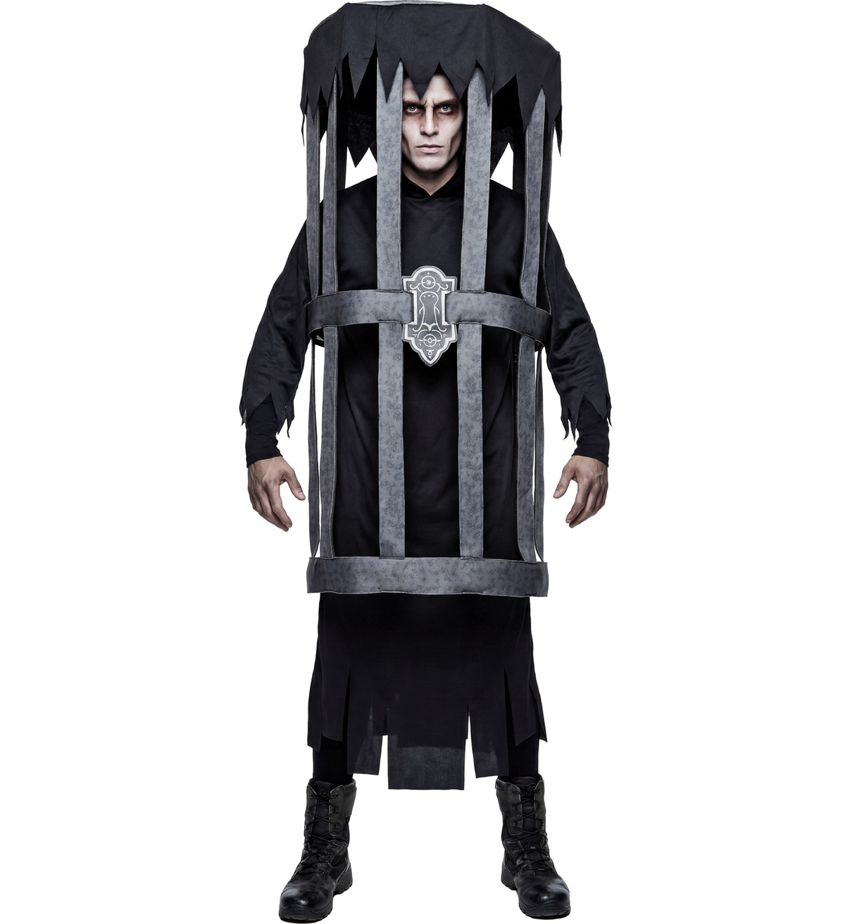 Costume Uomo Ingabbiato Tunica con Cappuccio Travestimento Halloween Carnevale Cosplay - 01182