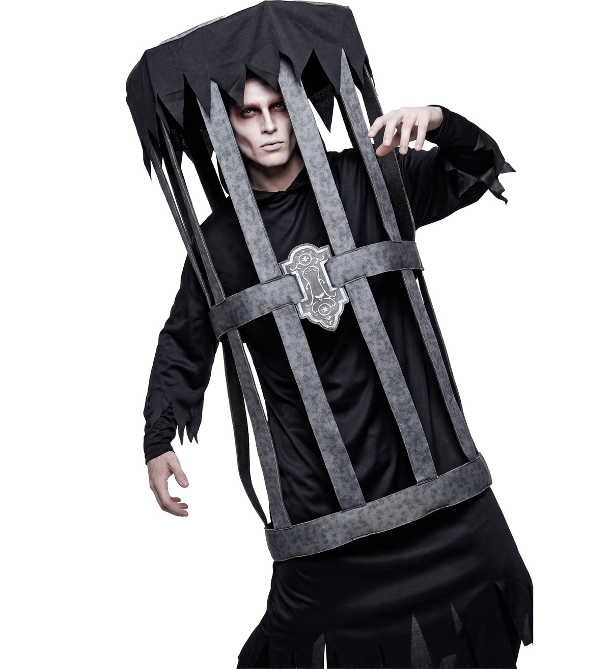 Costume Uomo Ingabbiato Tunica con Cappuccio Travestimento Halloween Carnevale Cosplay - 01182