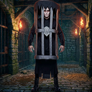 Costume Uomo Ingabbiato Tunica con Cappuccio Travestimento Halloween Carnevale Cosplay - 01182