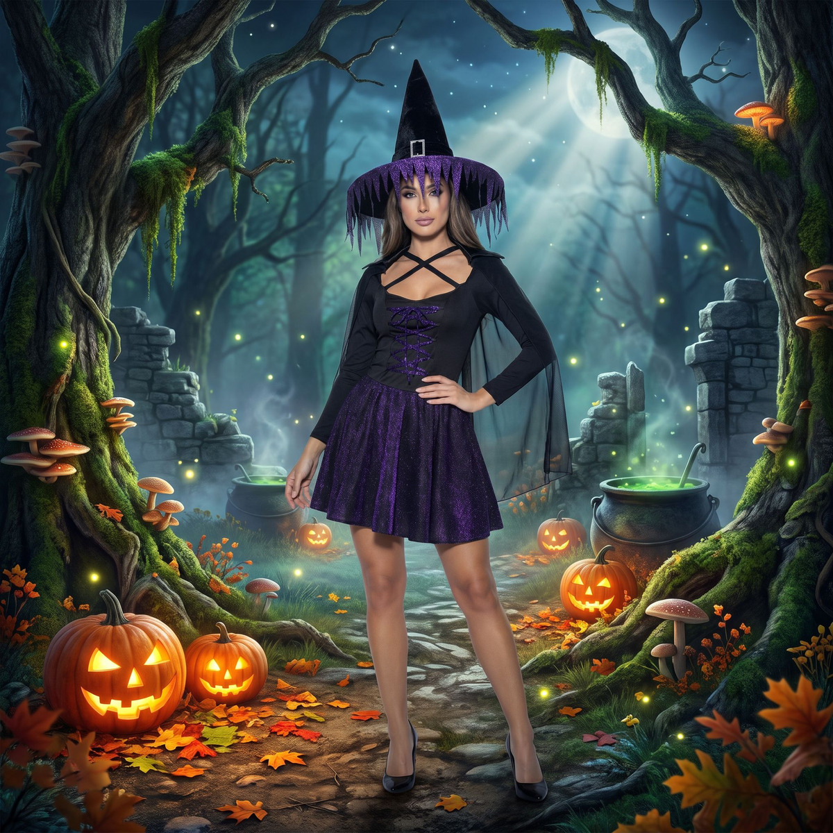 Costume Glimmer Witch Travestimento Strega Halloween Carnevale Cosplay - 0236