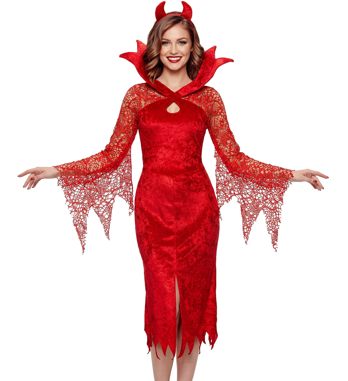 Costume Diavolessa Vestito e Corna Travestimento Halloween Carnevale Cosplay- 0627