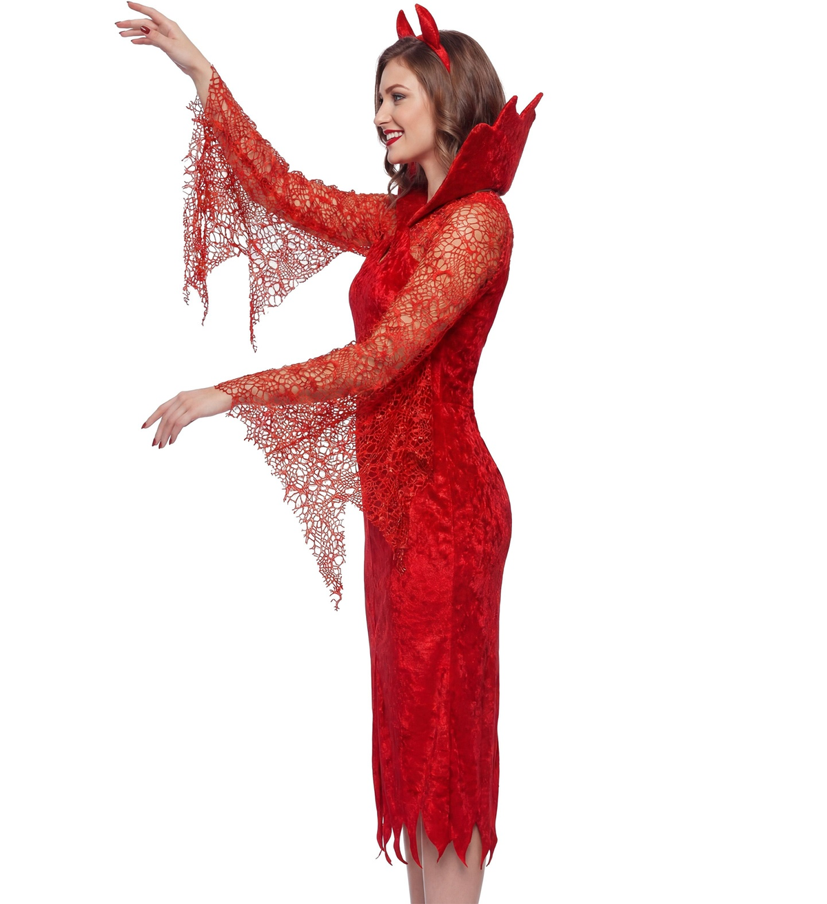 Costume Diavolessa Vestito e Corna Travestimento Halloween Carnevale Cosplay- 0627