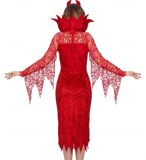 Costume Diavolessa Vestito e Corna Travestimento Halloween Carnevale Cosplay- 0627