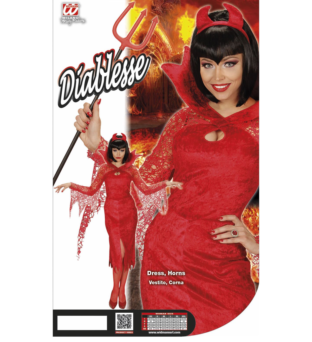 Costume Diavolessa Vestito e Corna Travestimento Halloween Carnevale Cosplay- 0627