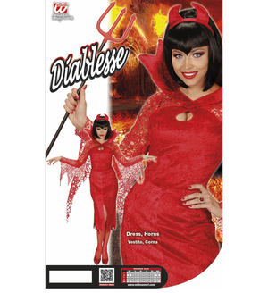 Costume Diavolessa Vestito e Corna Travestimento Halloween Carnevale Cosplay- 0627