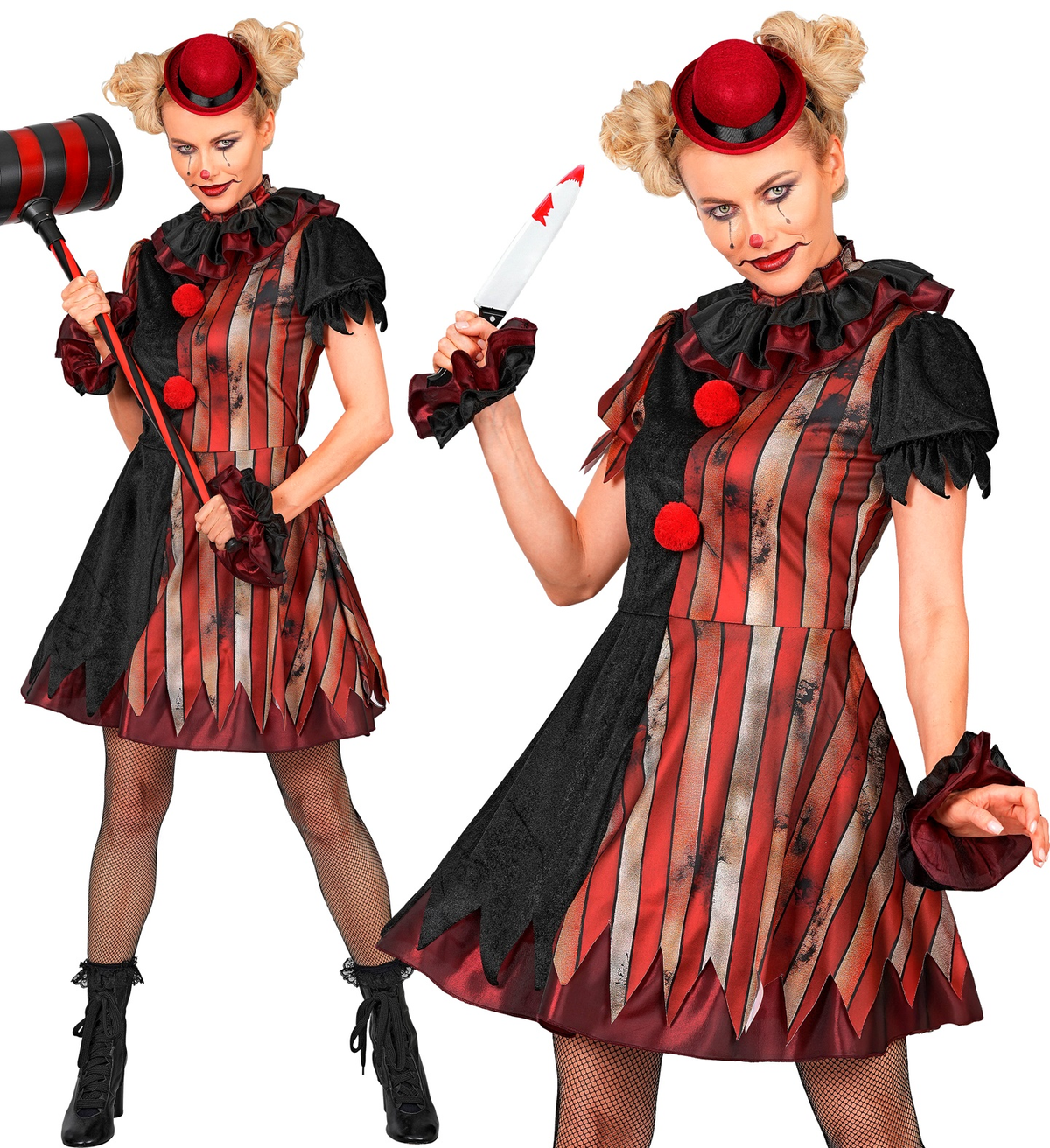 Costume Pagliaccia Malvagia Vestito Travestimento Halloween Carnevale Cosplay - 6093