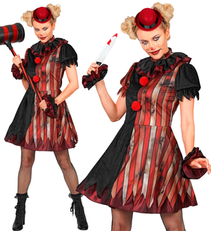 Costume Pagliaccia Malvagia Vestito Travestimento Halloween Carnevale Cosplay - 6093