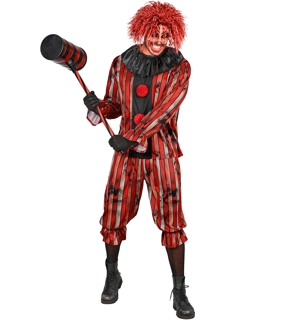 Costume Pagliaccio Malvagio Casacca e Pantaloni Travestimento Halloween Carnevale Cosplay - 6094