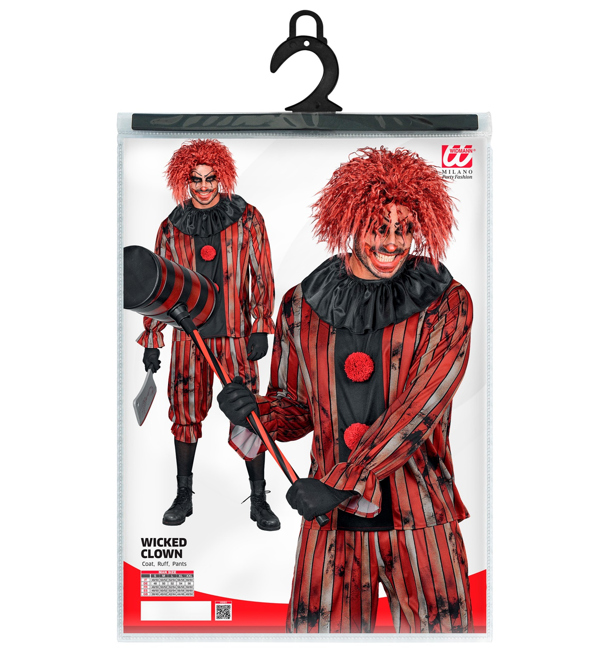 Costume Pagliaccio Malvagio Casacca e Pantaloni Travestimento Halloween Carnevale Cosplay - 6094