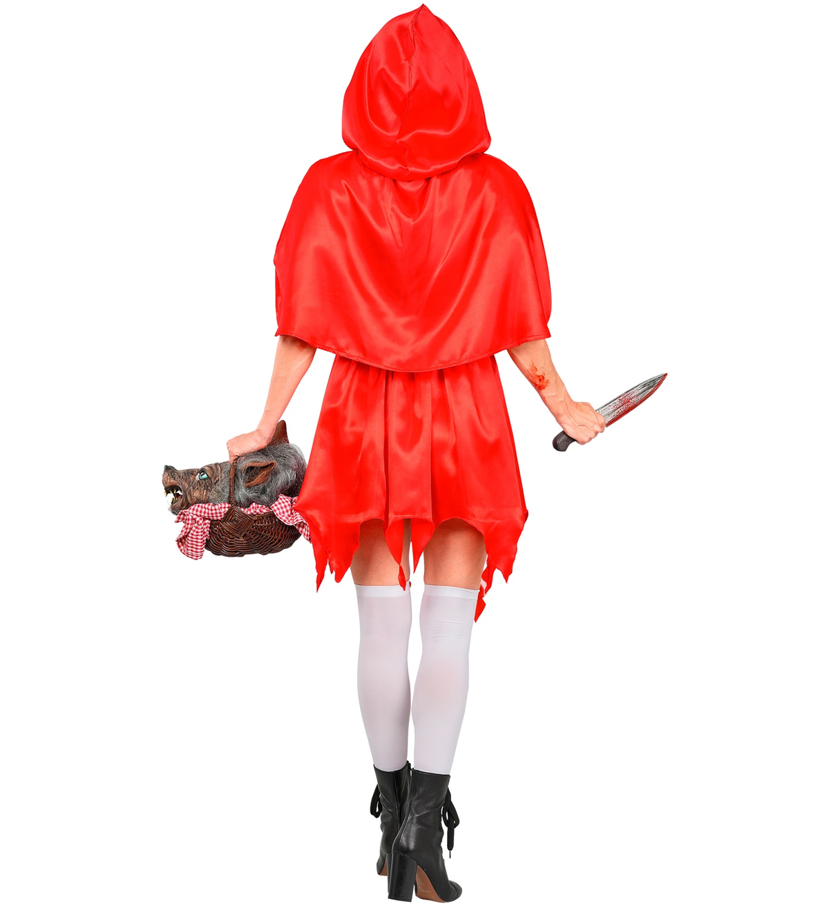 Costume Mantellino Rosso Zombie Travestimento Halloween Cosplay Cappuccetto Horror - 9344