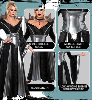 Costume Regina Oscura Vestito e Cintura Travestimento Carnevale Halloween Cosplay - 9693
