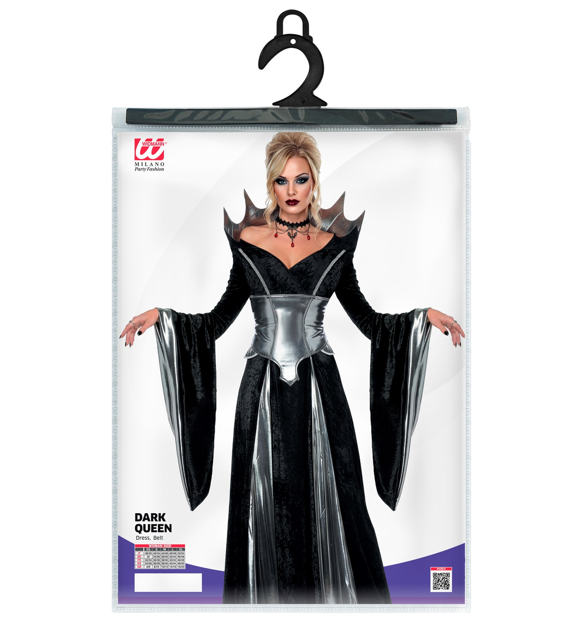 Costume Regina Oscura Vestito e Cintura Travestimento Carnevale Halloween Cosplay - 9693