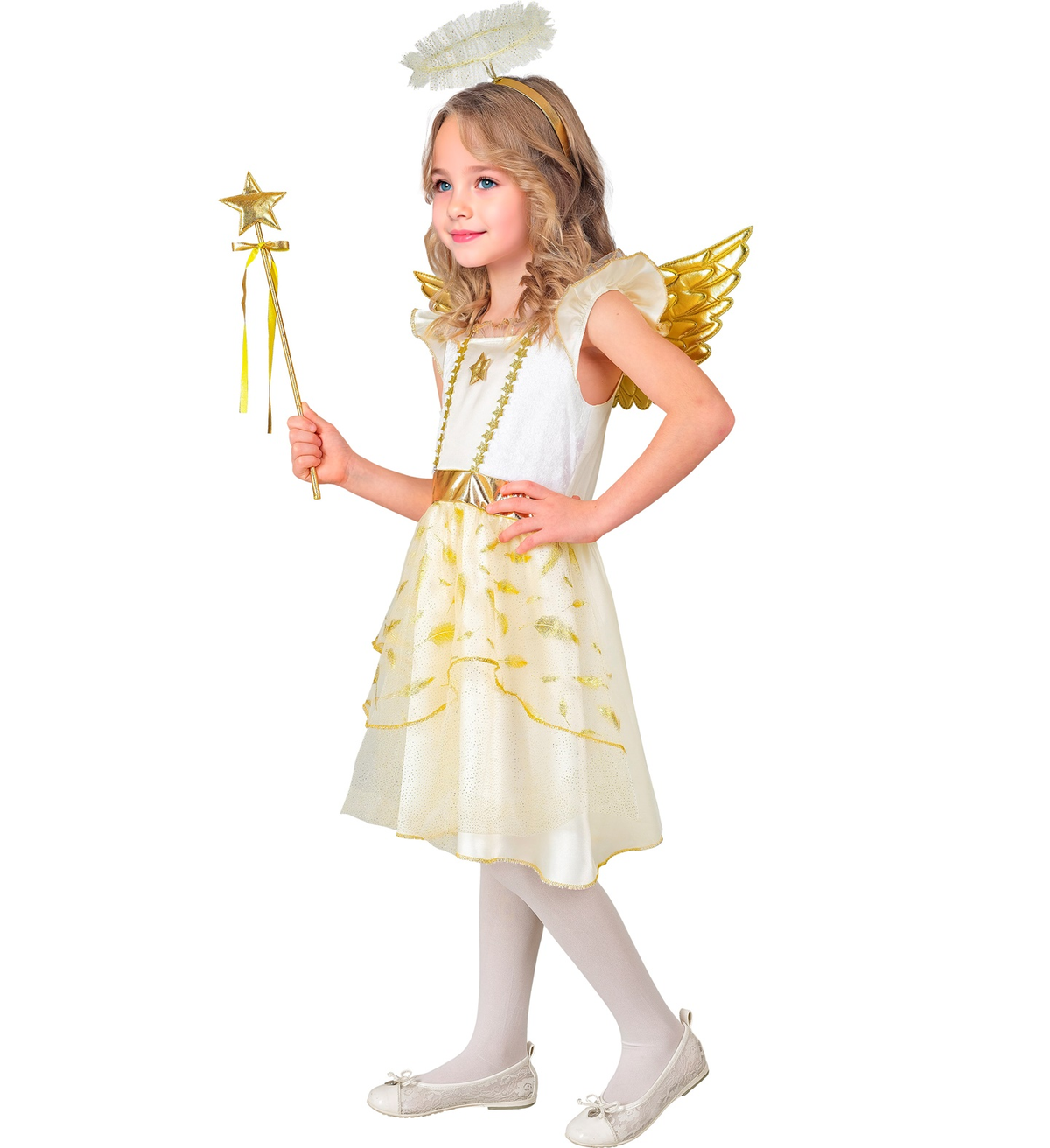 Costume Angelo Vestito Ali Aureola Travestimento Recita Natale Carnevale Cosplay - 2151