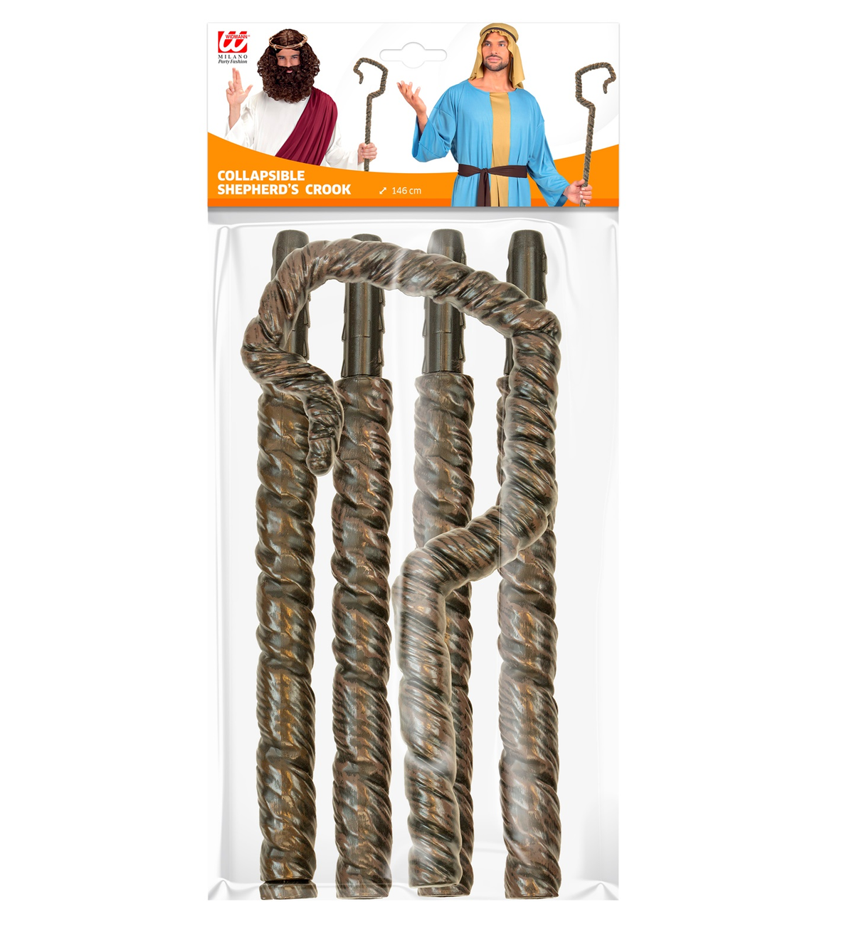 Bastone Pastore Abbattibile 146 CM Accessorio Vestito Travestimento Carnevale Natale - 42228
