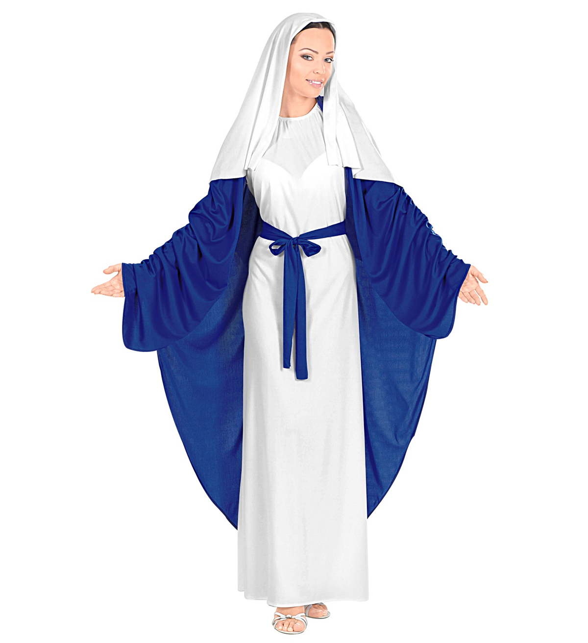 Costume Maria Santissima Tunica Copricapo Travestimento Donna Recita Natale Carnevale Cosplay  5838