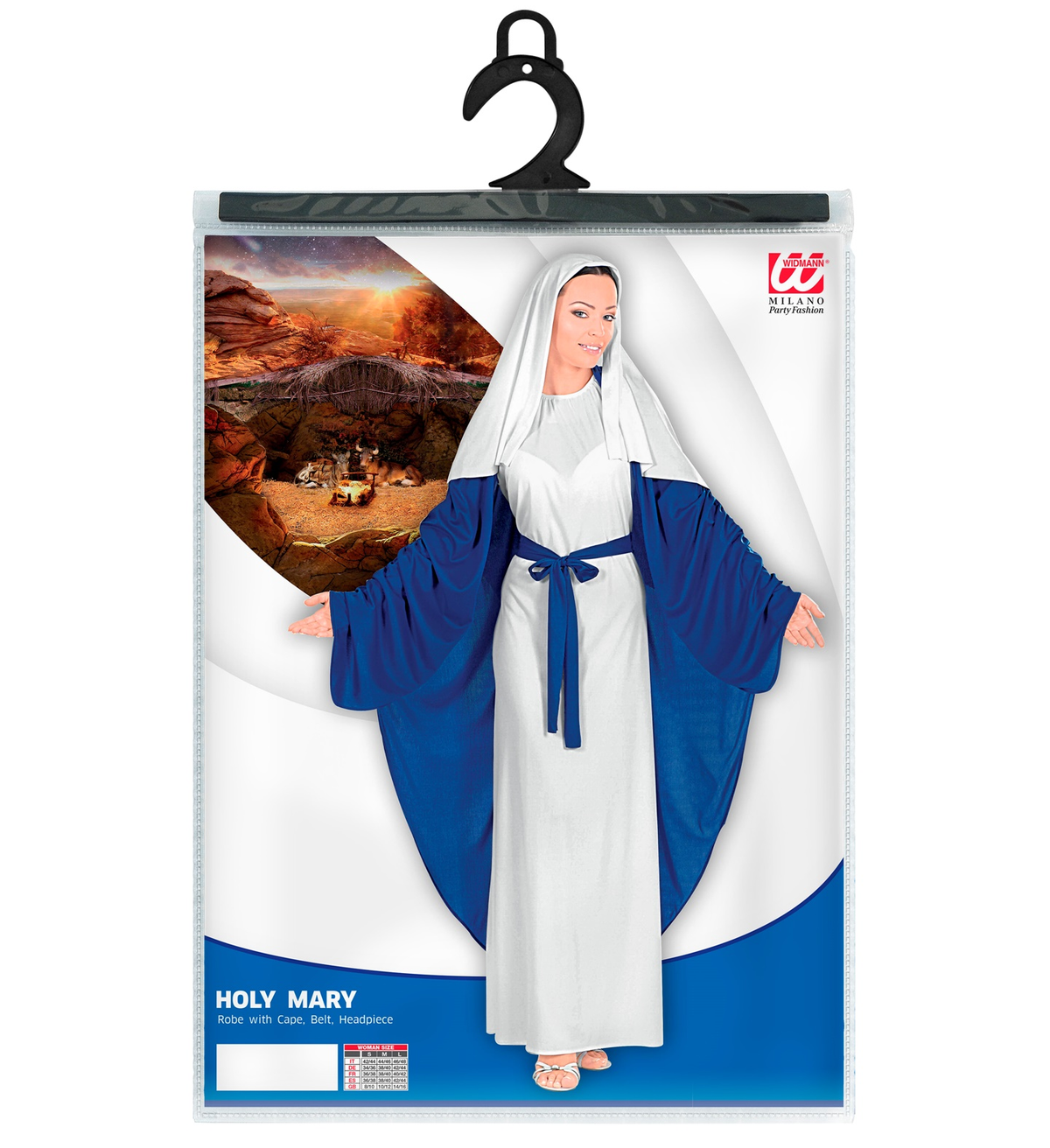 Costume Maria Santissima Tunica Copricapo Travestimento Donna Recita Natale Carnevale Cosplay  5838