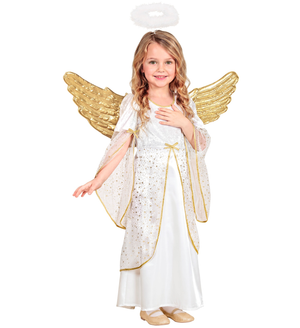 Costume Angelo Vestito Lungo Travestimento Bambina Recita Natale Carnevale Cosplay- 5899