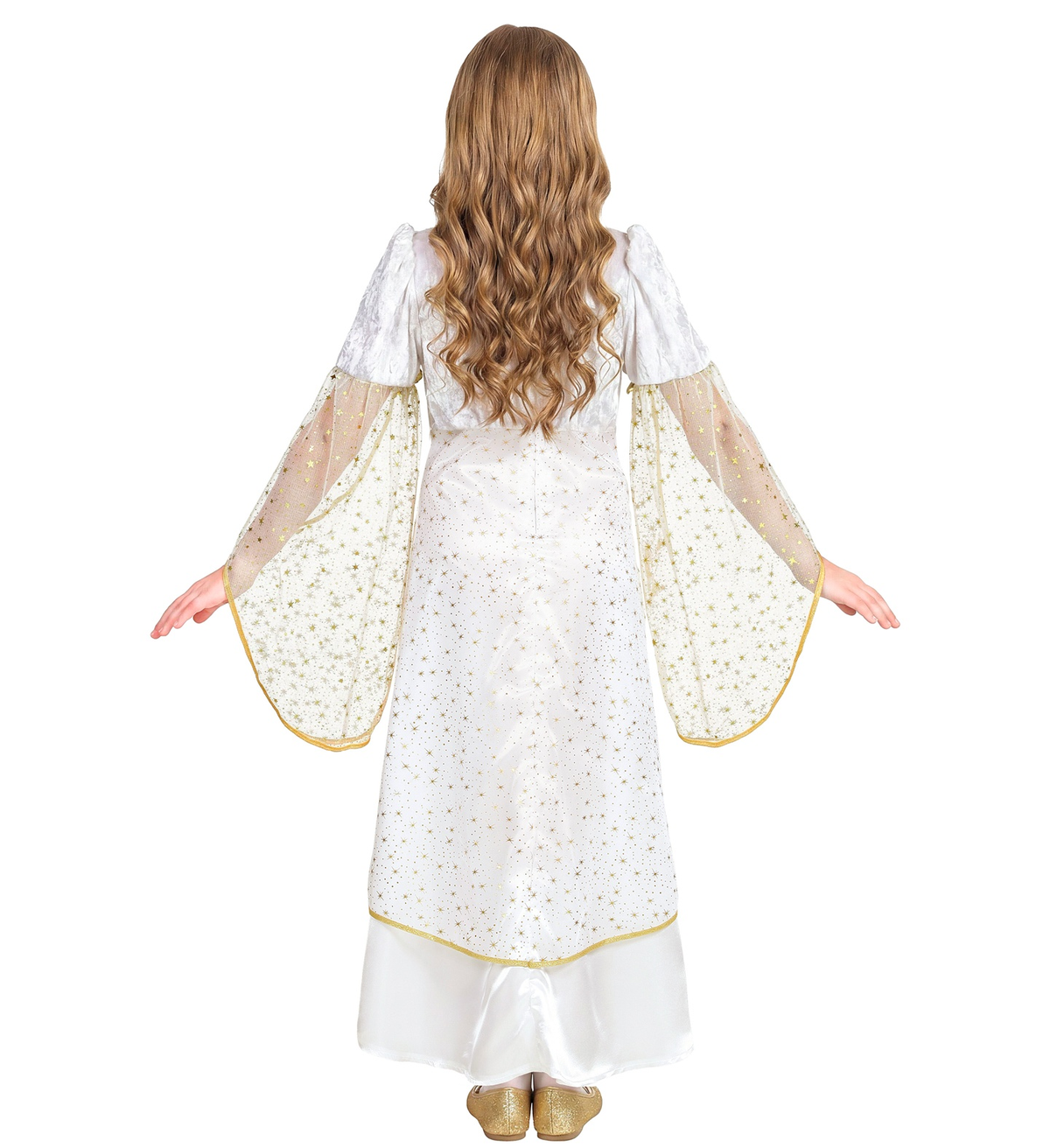 Costume Angelo Vestito Lungo Travestimento Bambina Recita Natale Carnevale Cosplay- 5899
