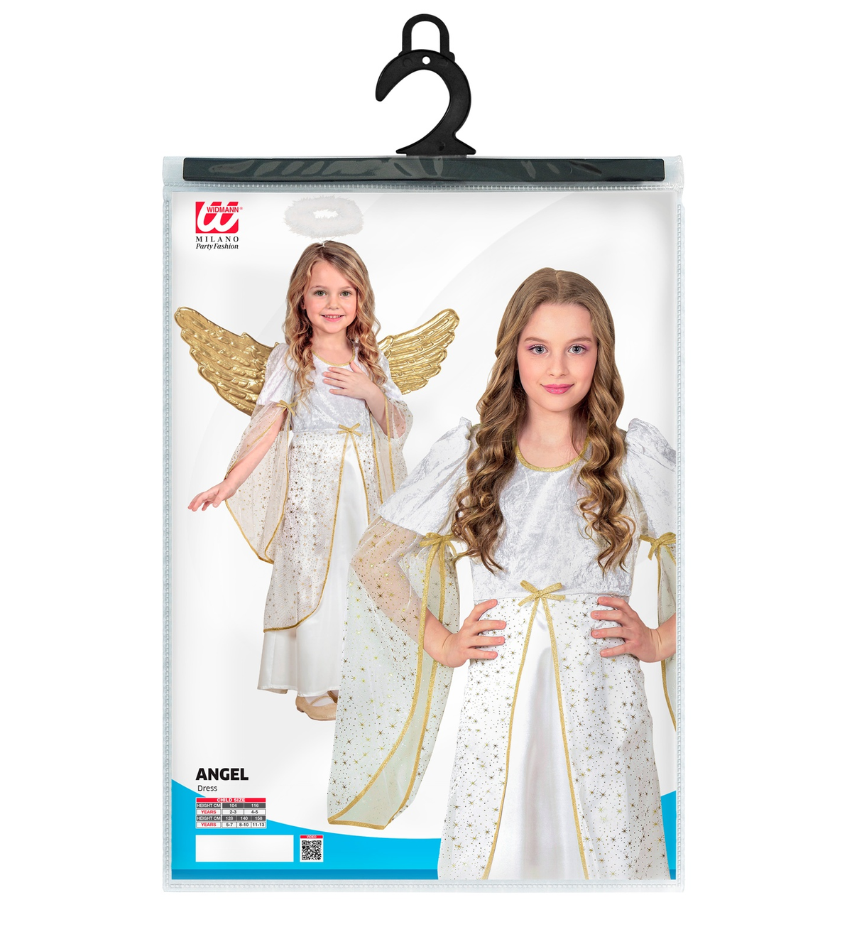 Costume Angelo Vestito Lungo Travestimento Bambina Recita Natale Carnevale Cosplay- 5899