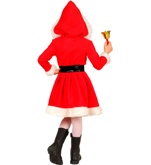 Costume Miss Santa Vestito con Cappuccio Travestimento Recite Natale Cosplay - 9351