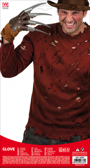 Guanto Horror con Finte Lame Accessorio Travestimento Halloween Cosplay Freddy Krueger - 4636k