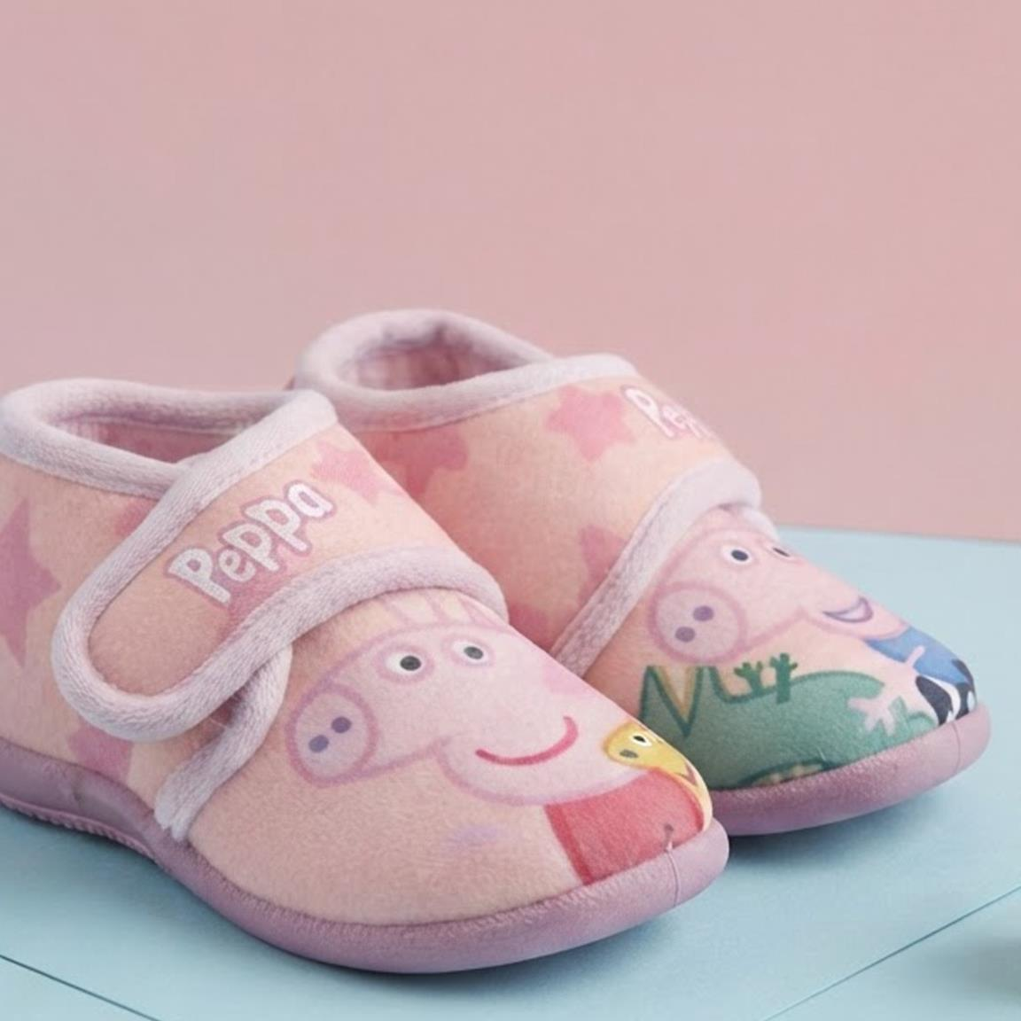 Pantofole Invernali Peppa Pig Scarpetta Stivaletto con Suola Antiscivolo Chiusura a Strappo - 7390