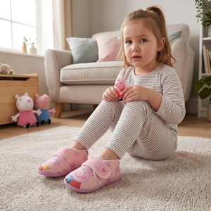 Pantofole Invernali Peppa Pig Scarpetta Stivaletto con Suola Antiscivolo Chiusura a Strappo - 7390
