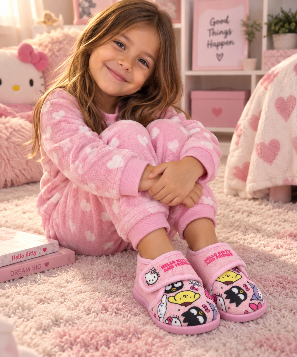 Pantofole Invernali Hello Kitty and Friends Sanrio Scarpetta Stivaletto con Suola Antiscivolo Chiusura a Strappo - 7396