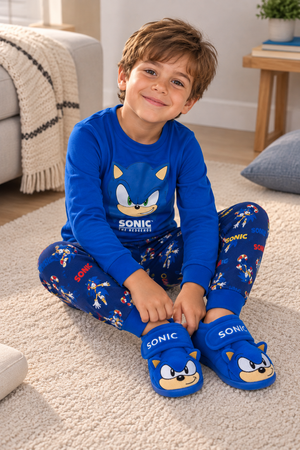 Pantofole Invernali Sonic the Hedgehog Scarpetta 3d Stivaletto con Suola Antiscivolo Chiusura a Strappo - 7402