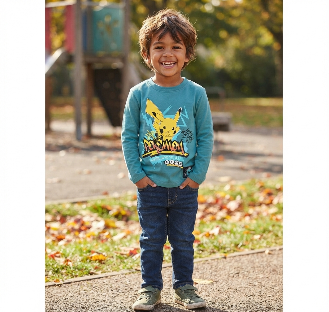T-Shirt M.l. Pikachu Pokemon Maglia per Bambini 4/10 Anni - Zh10055