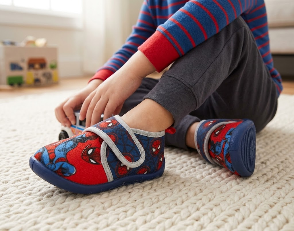 Pantofole Invernali Spiderman MARVEL Scarpetta Stivaletto con Suola Antiscivolo Chiusura a Strappo - 7386