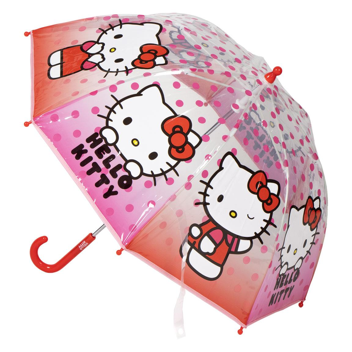 Ombrello a Cupola Hello Kitty Sanrio con Struttura 8 Raggi in Fibra di Vetro Apertura Manuale Sicura - 0860