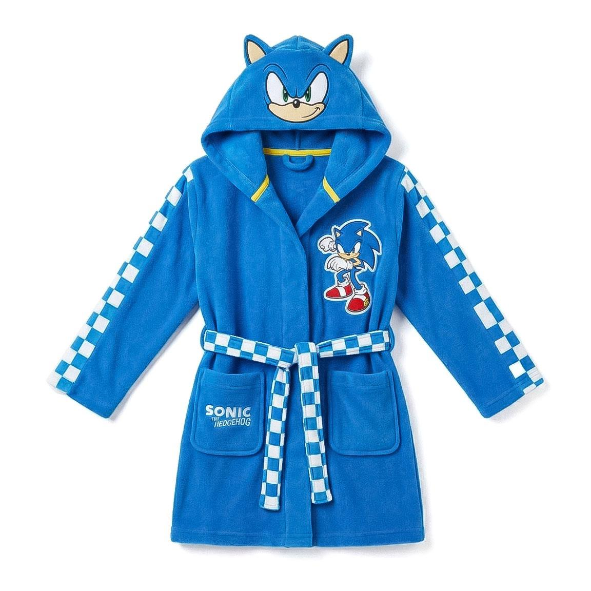 Vestaglia Sonic the Hedgehog con Cappuccio 3d in Morbido e Caldo Coral Fleece Giacca da Camera - 3589