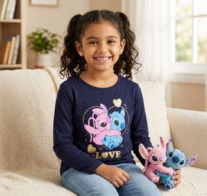 T-Shirt M.l. Stitch DISNEY Maglia per Bambine 3/8 Anni - Zh10274
