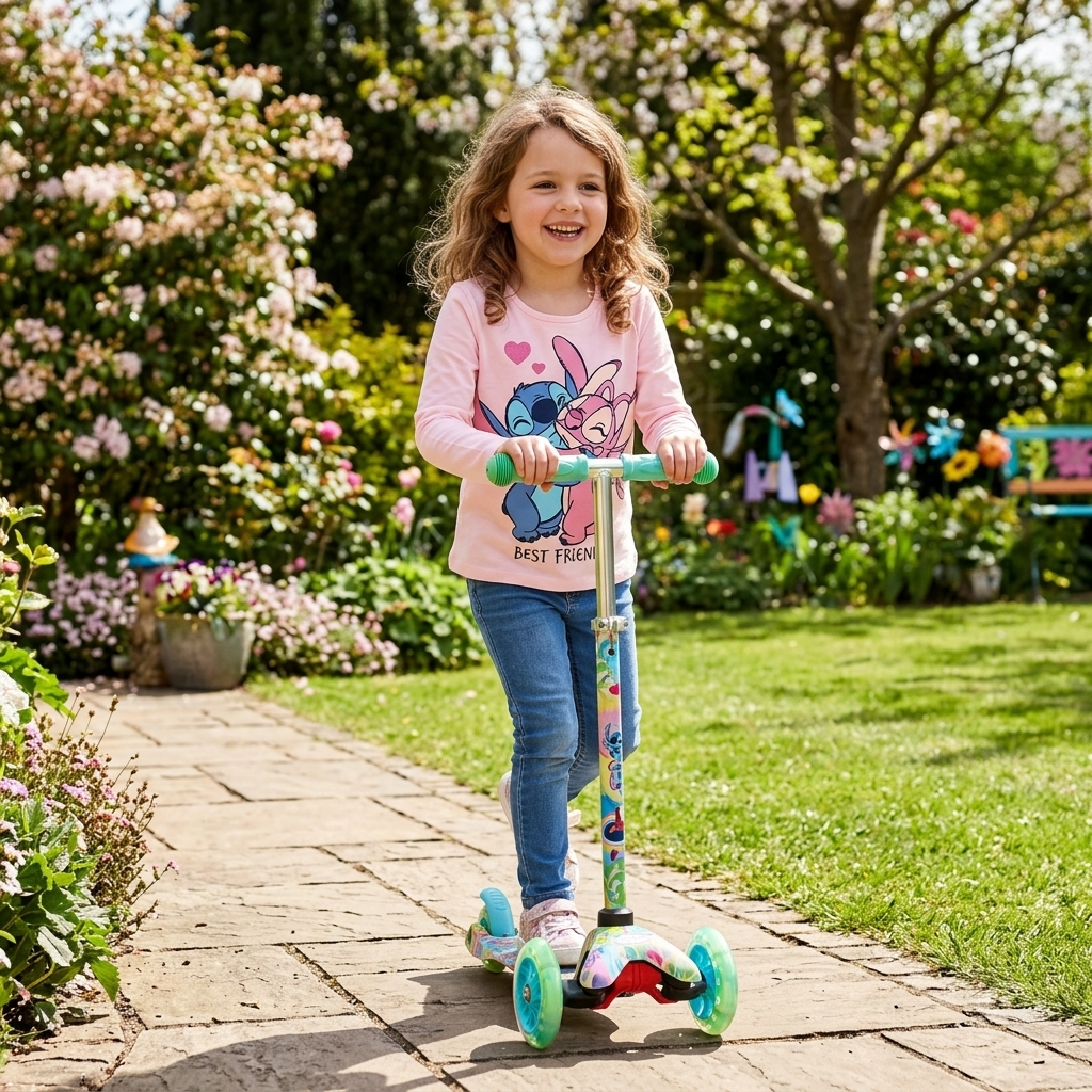 T-Shirt M.l. Stitch Maglia per Bambine 3/8 Anni - Zh10358