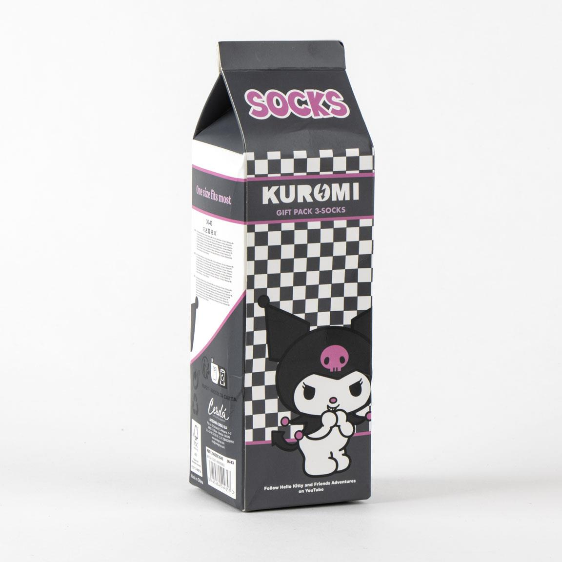 Calzini Donna Kuromi Sanrio 3 Paia in Misto Cotone in Confezione Regalo T.u. 36/43 - 3046