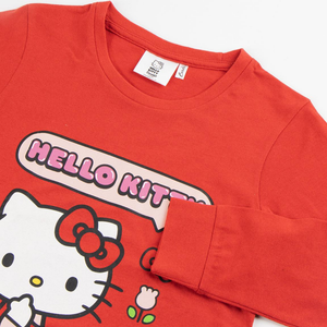 Pigiama Manica Lunga Hello Kitty Sanrio in Misto Cotone Jersey Maglia e Pantaloni - 2957