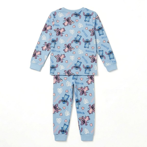Pigiama Manica Lunga Stitch Angel DISNEY in Caldo Pile Maglia e Pantaloni - 3513