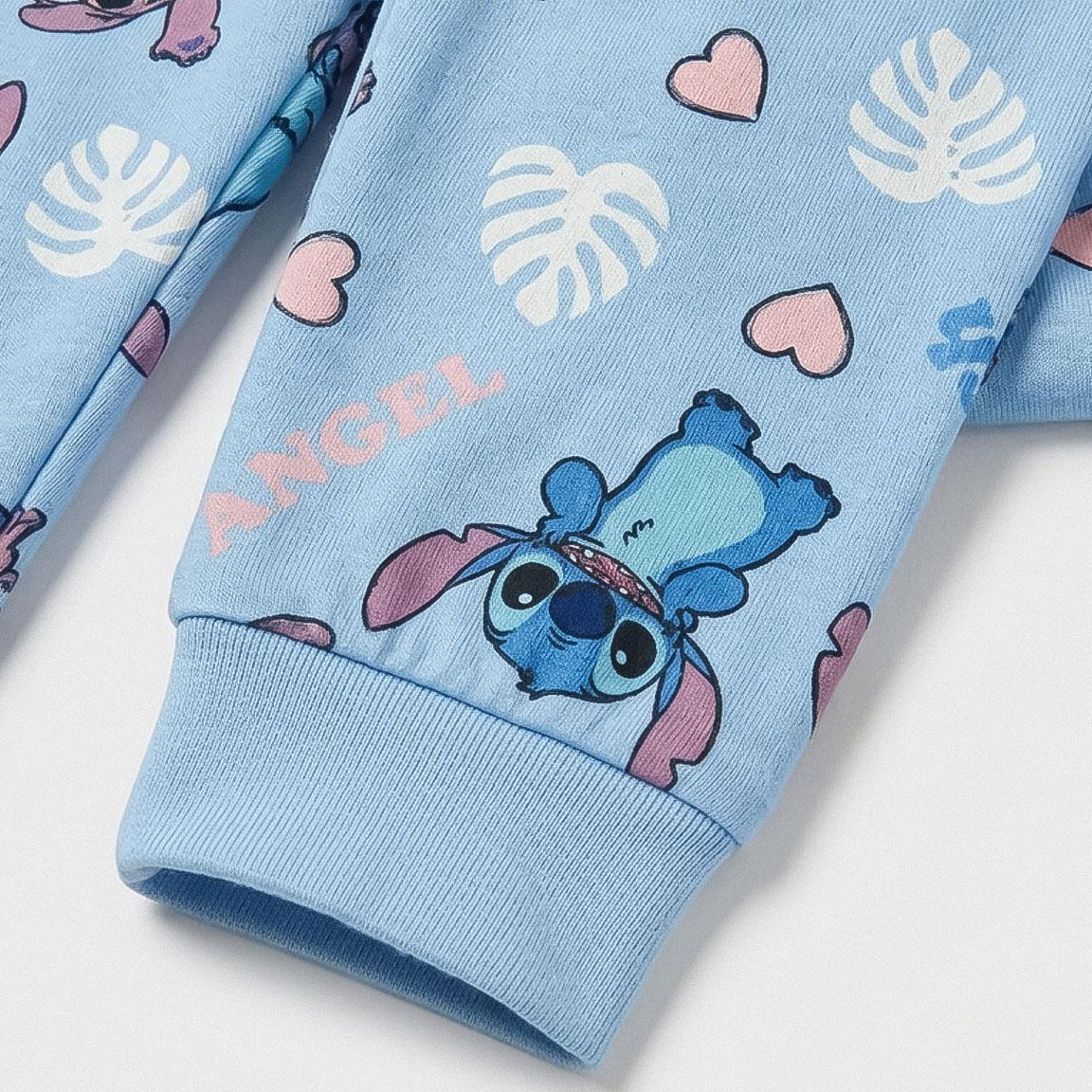 Pigiama Manica Lunga Stitch Angel DISNEY in Caldo Pile Maglia e Pantaloni - 3513