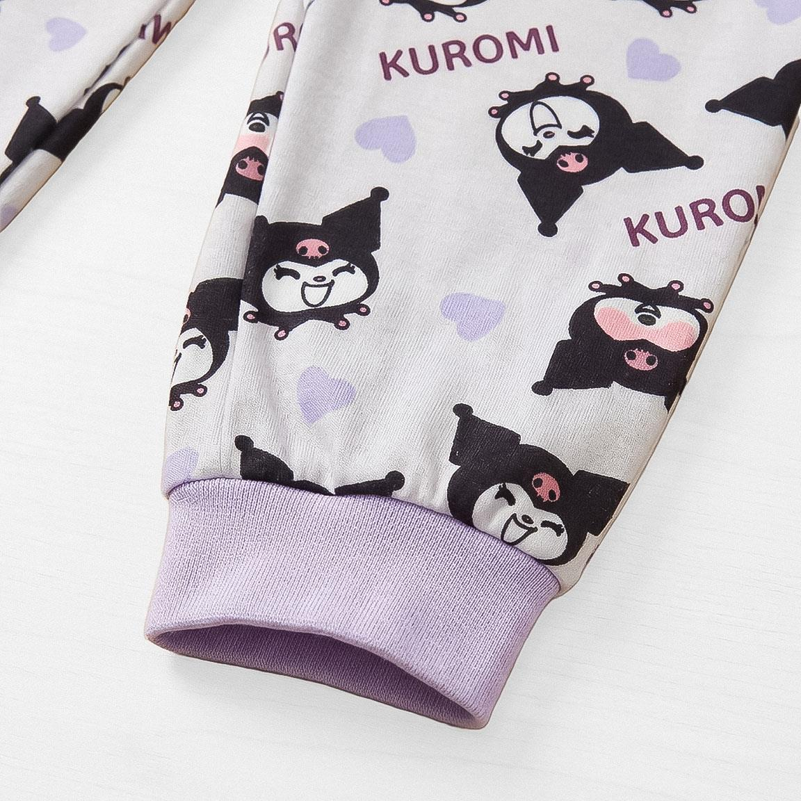 Pigiama Manica Lunga Kuromi Sanrio in Caldo Pile Maglia e Pantaloni - 3580