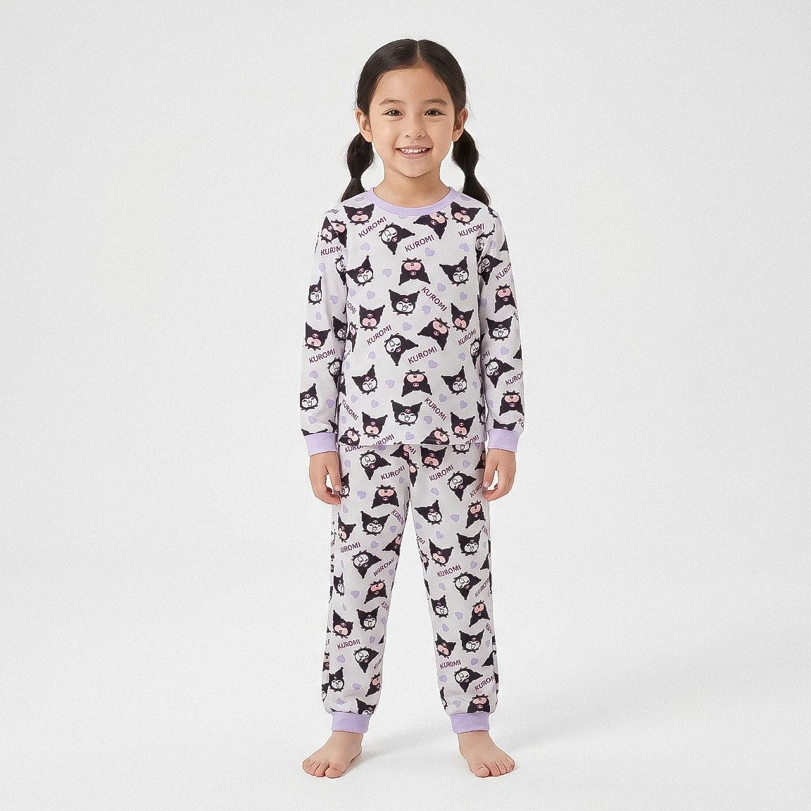 Pigiama Manica Lunga Kuromi Sanrio in Caldo Pile Maglia e Pantaloni - 3580